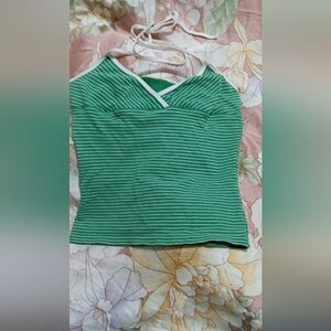 Green Striped Women's Top
